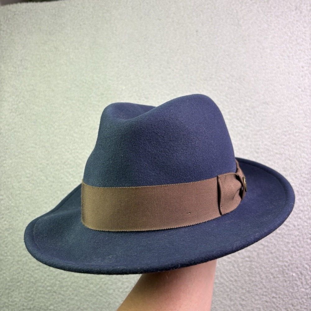 Goorin Bros Wool Felt Hat Cap Large Fedora Wide Brim Center Dent Grosgrain Bow